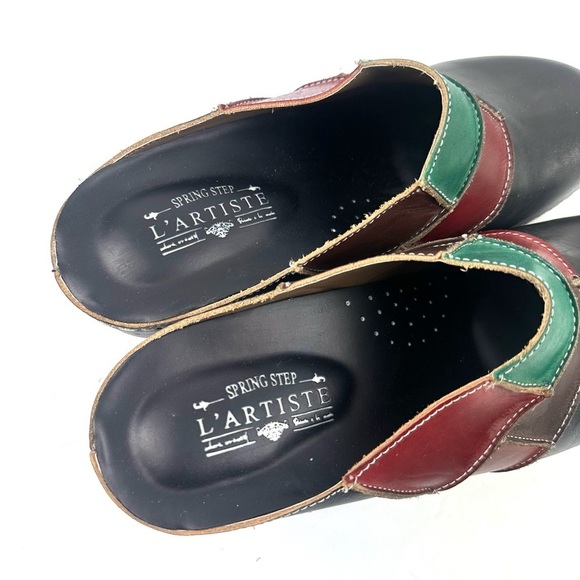 L'artiste Spring Step Ridgeview Shoes 41 Leather Colorful Slip On Mules NEW - Picture 4 of 9